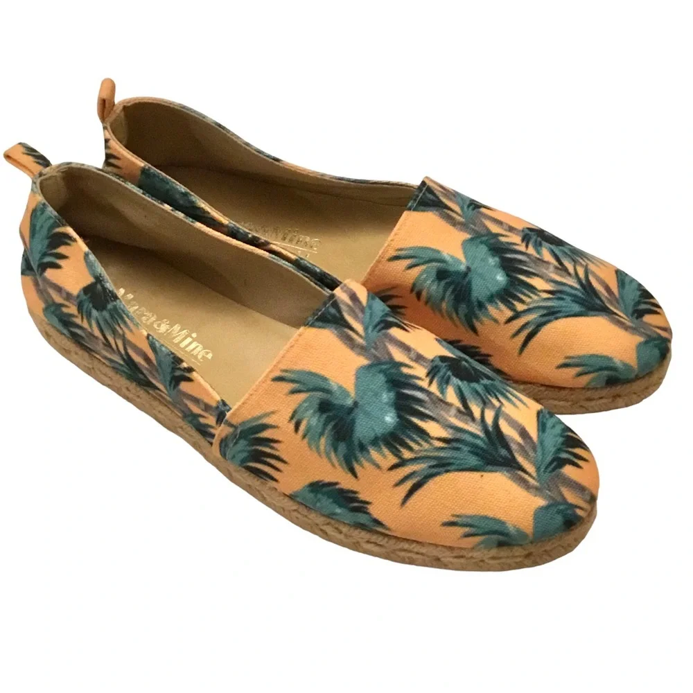 Mara & Mine Palm Print Espadrille Flats Canvas Slip-On Shoes Sz: EU 40/US 9.5-10